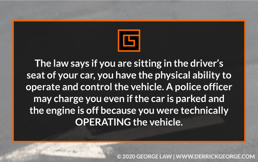 Text- The law says if you are sitting in the driver's seat of your car...