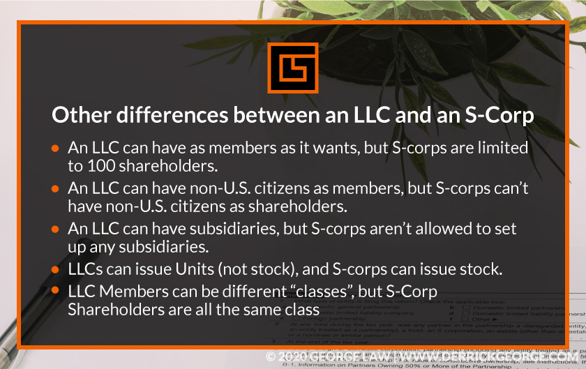 Callout 3 with text Other Differences Between an LLC and an S-Corp