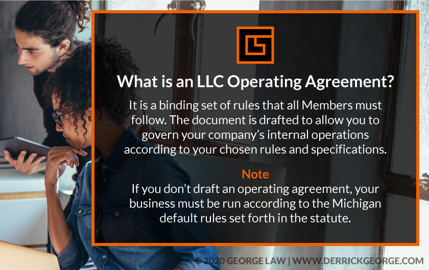Callout 1 with male and female looking at document with text What is an LLC Operating Agreement?