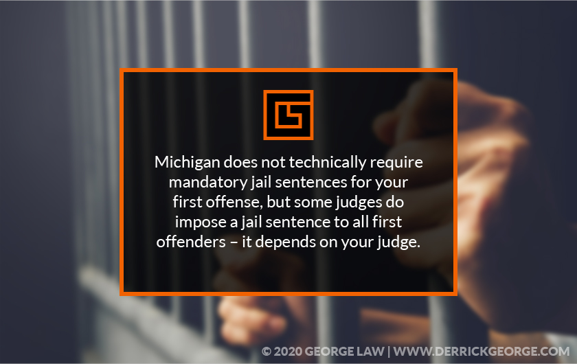 callout 1 background prison bars with text, Michigan does not technically require mandatory jail sentences