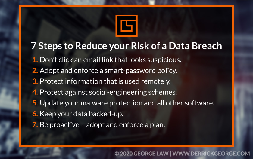Call out with text, 7 Steps to Reduce your Risk of a Data Breach