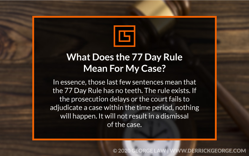 Callout with text; What Does the 77 Day Rule Mean For My Case?