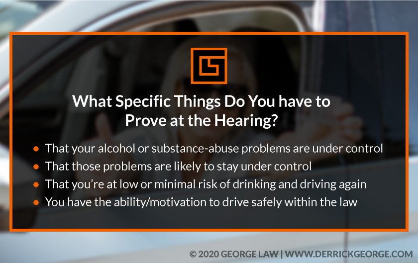 Callout with text: What Specific Things Do You have to Prove at the Hearing?